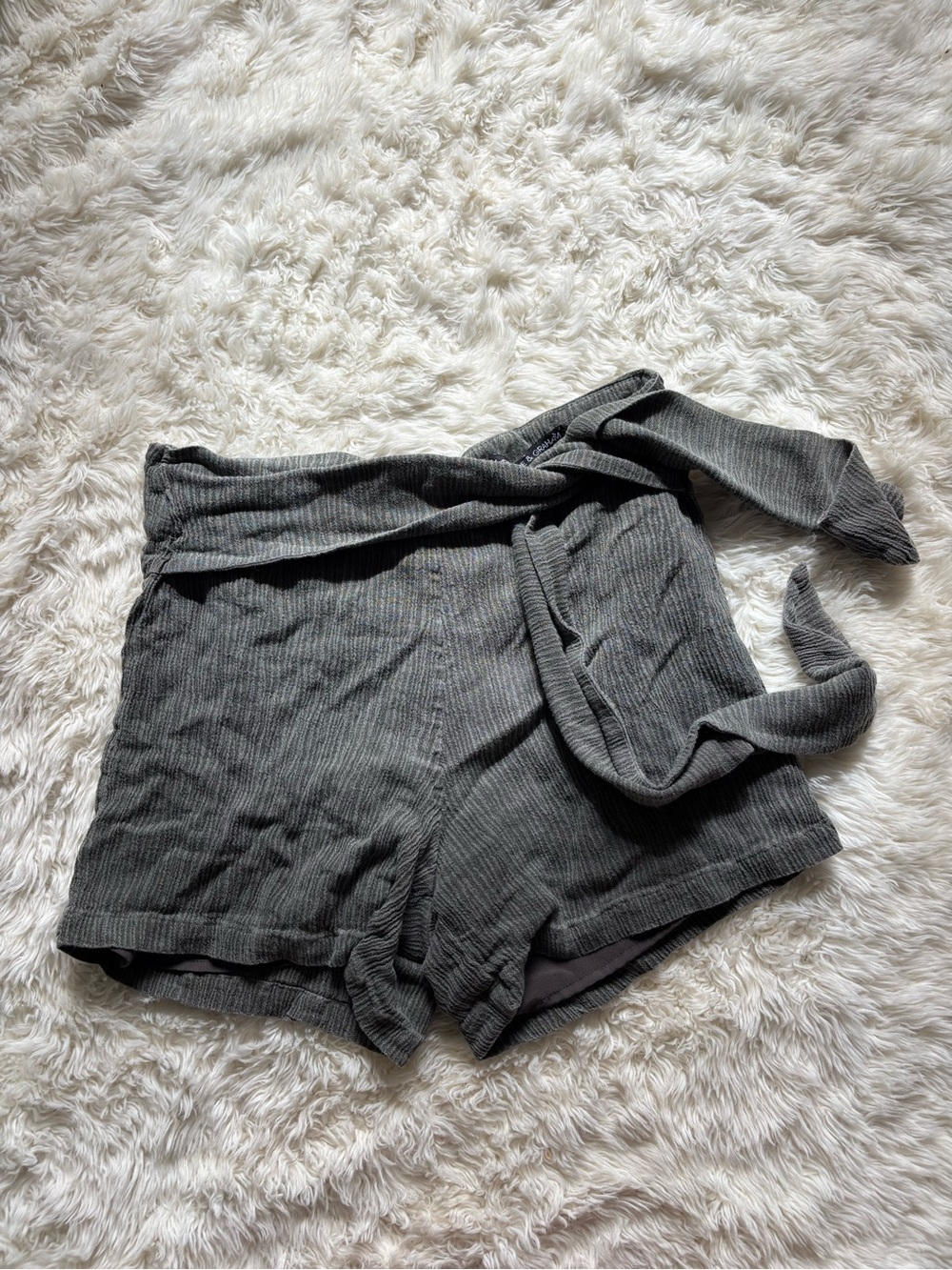 Harlowe & Graham Ribbed High-Waist Tie Shorts